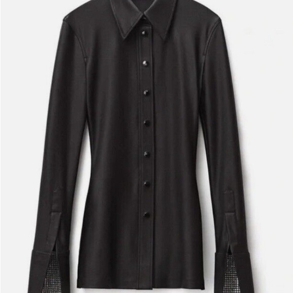 NWT Alexander Wang crystal-embellished split-cuff shirt Size 4 - Picture 6 of 10